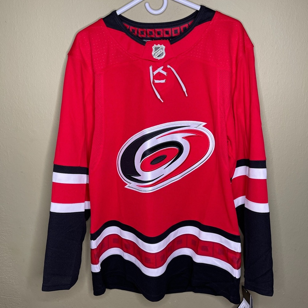New Adidas Carolina Hurricanes Size 46 NHL Authentic Jersey Red Black Climalite